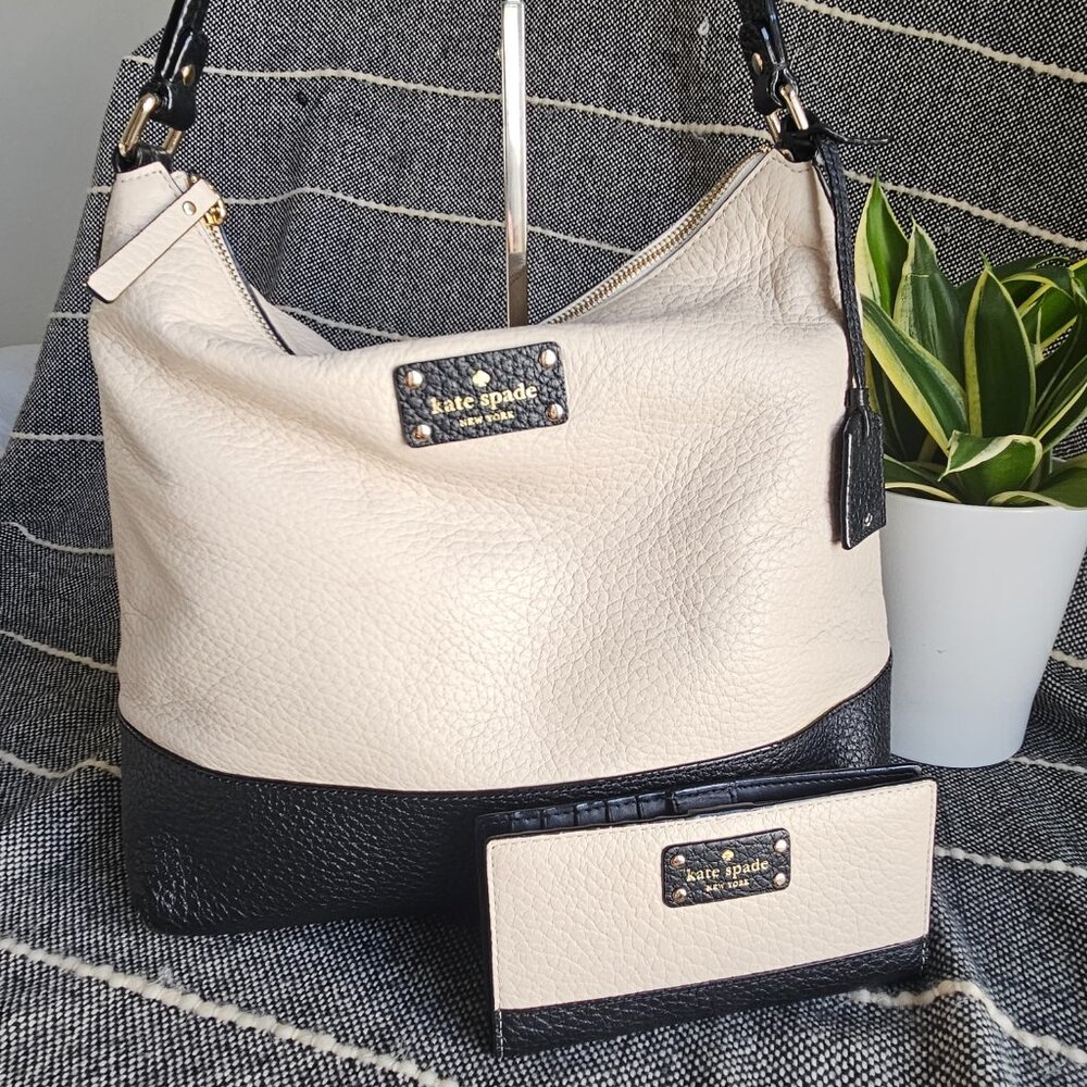 kate spade new york Bay Street Lexie Bag & Stacy Wallet, Black/Cream ColorBlock